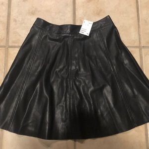 Black leather skater skirt